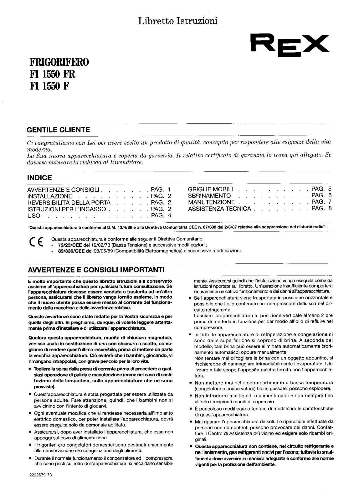 Rex FI1550FR User Manual