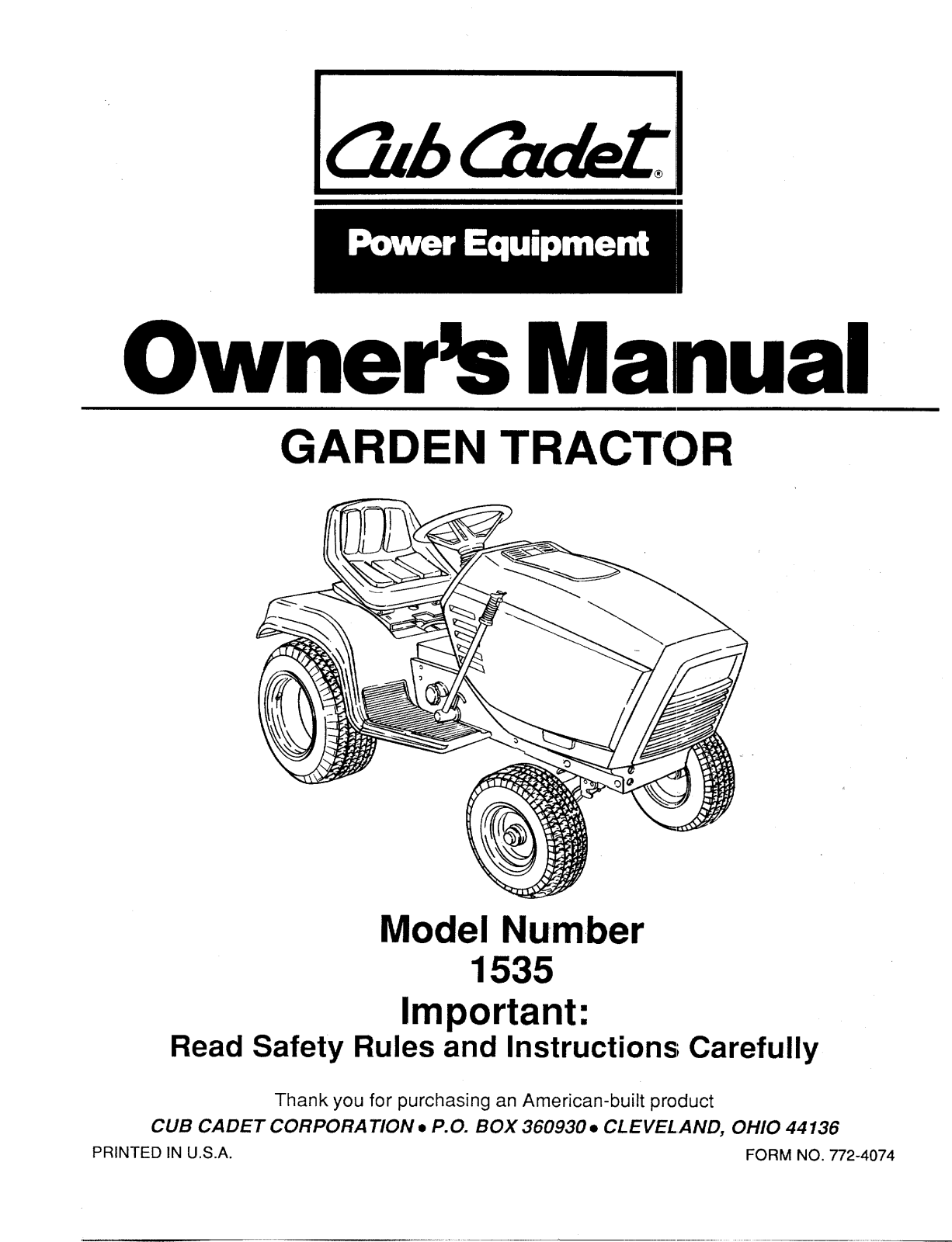 Cub Cadet 1535 User Manual