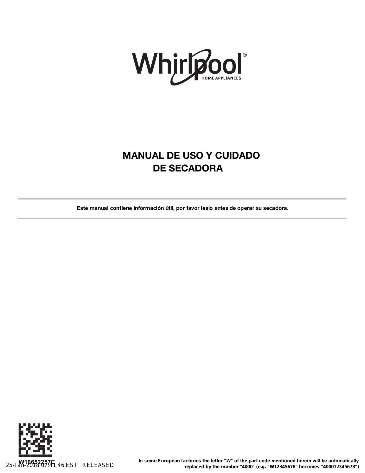 Whirlpool 7MWGD1930DM User manual