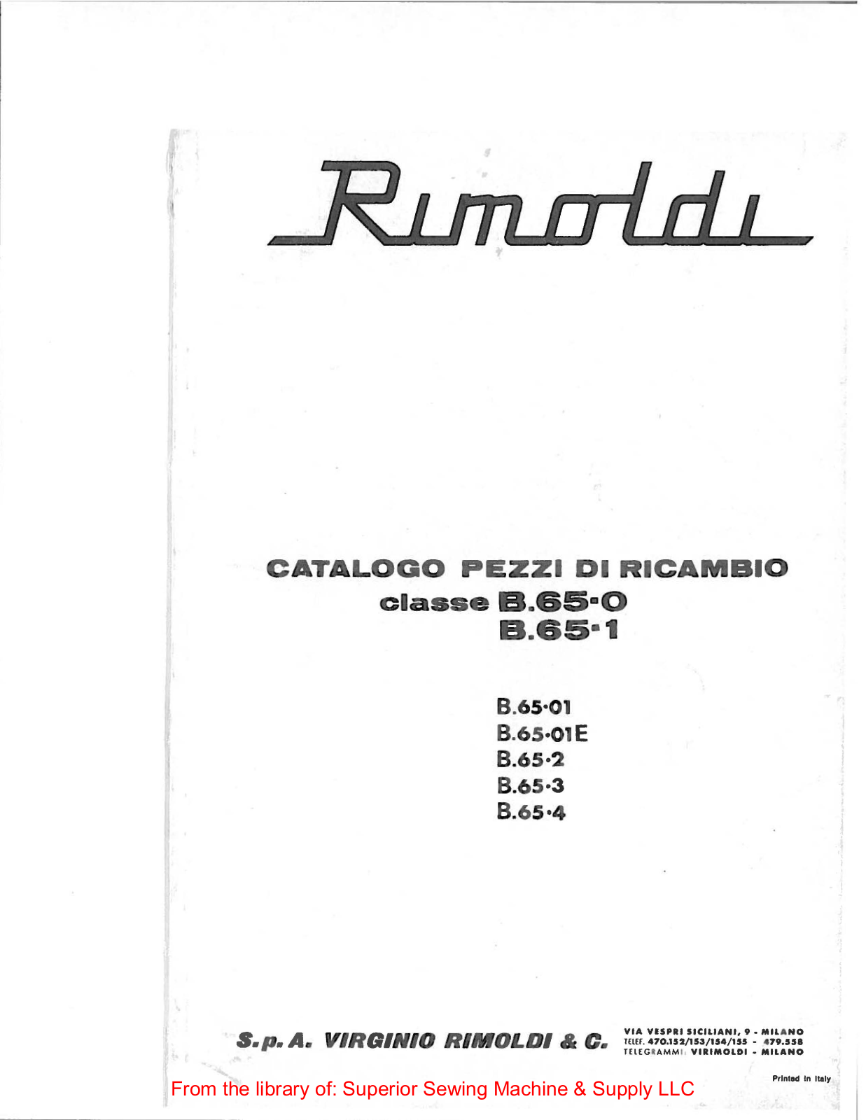 Rimoldi B65-01, B65-01E, B65-2, B65-3, B65-4 User Manual - ManualMachine.com