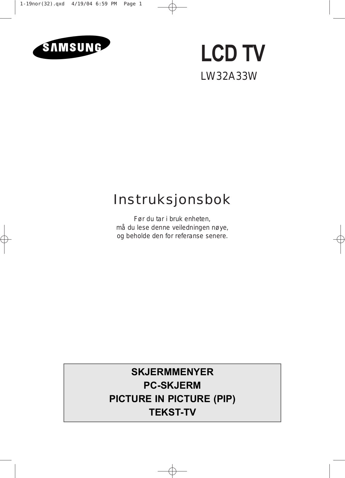 Samsung LW32A33W User Manual