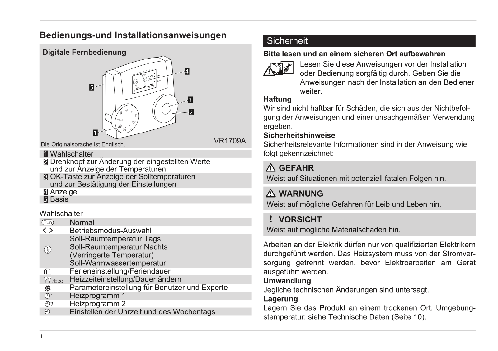 Daikin VR1709A Operation manuals