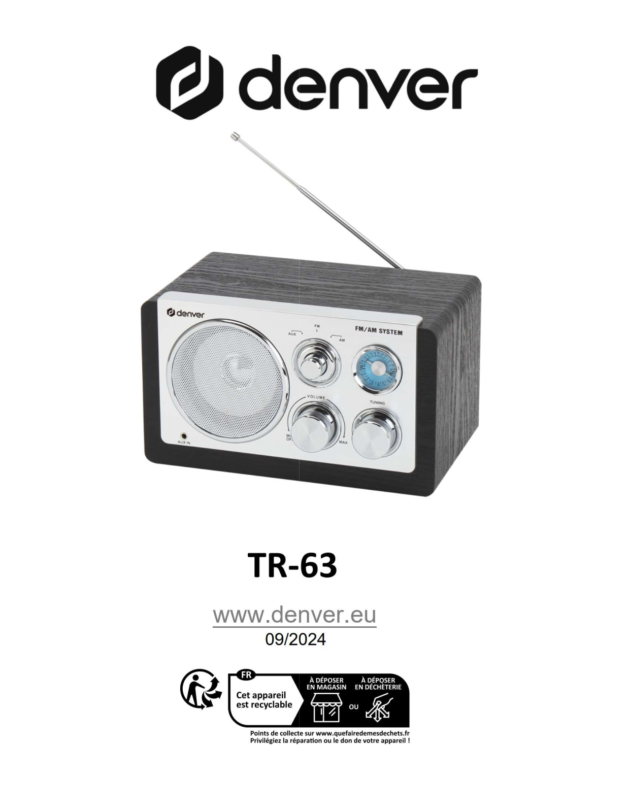DENVER TR-63LW, TR-63W, TR-63B User guide - ManualMachine.com
