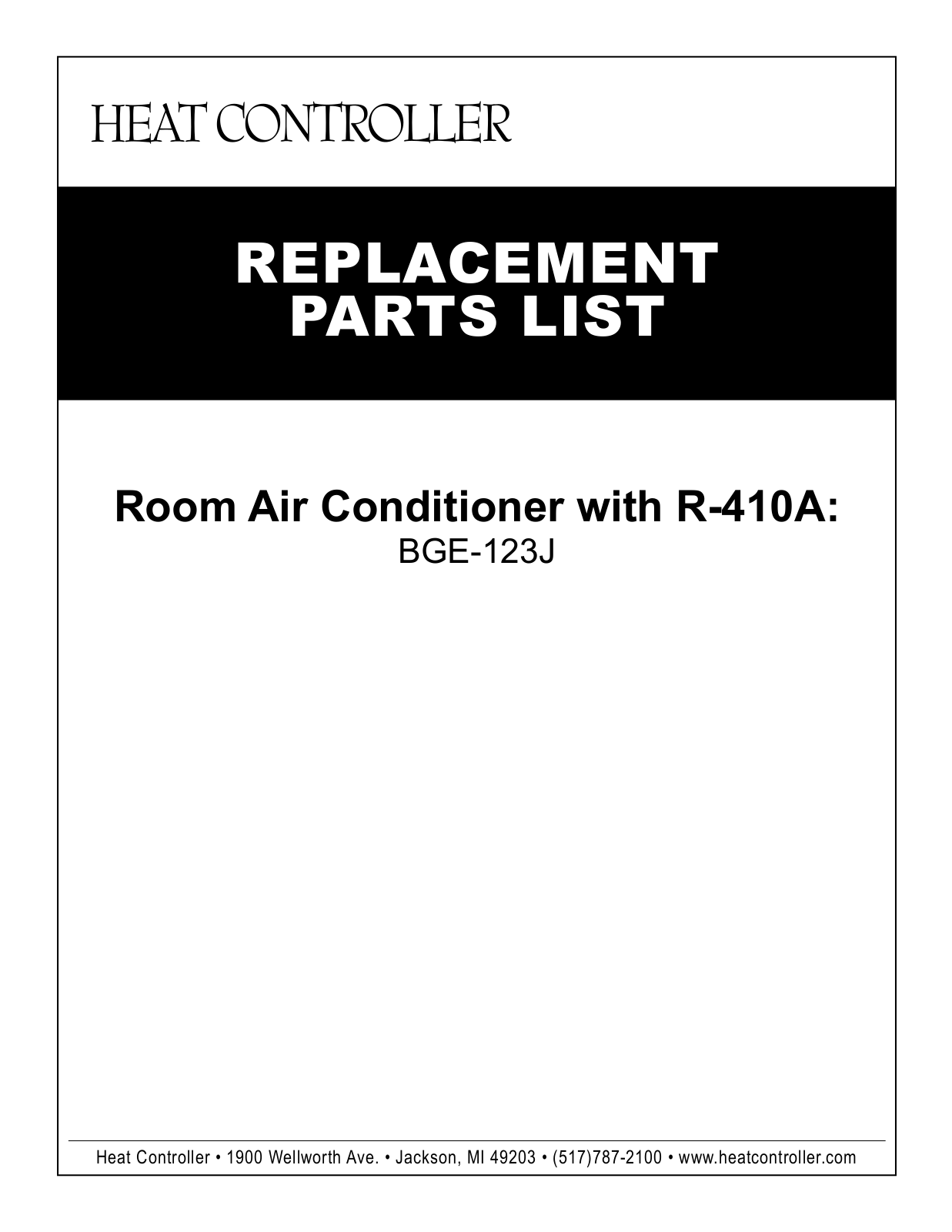 Comfort-aire Bge-123j Owner's Manual