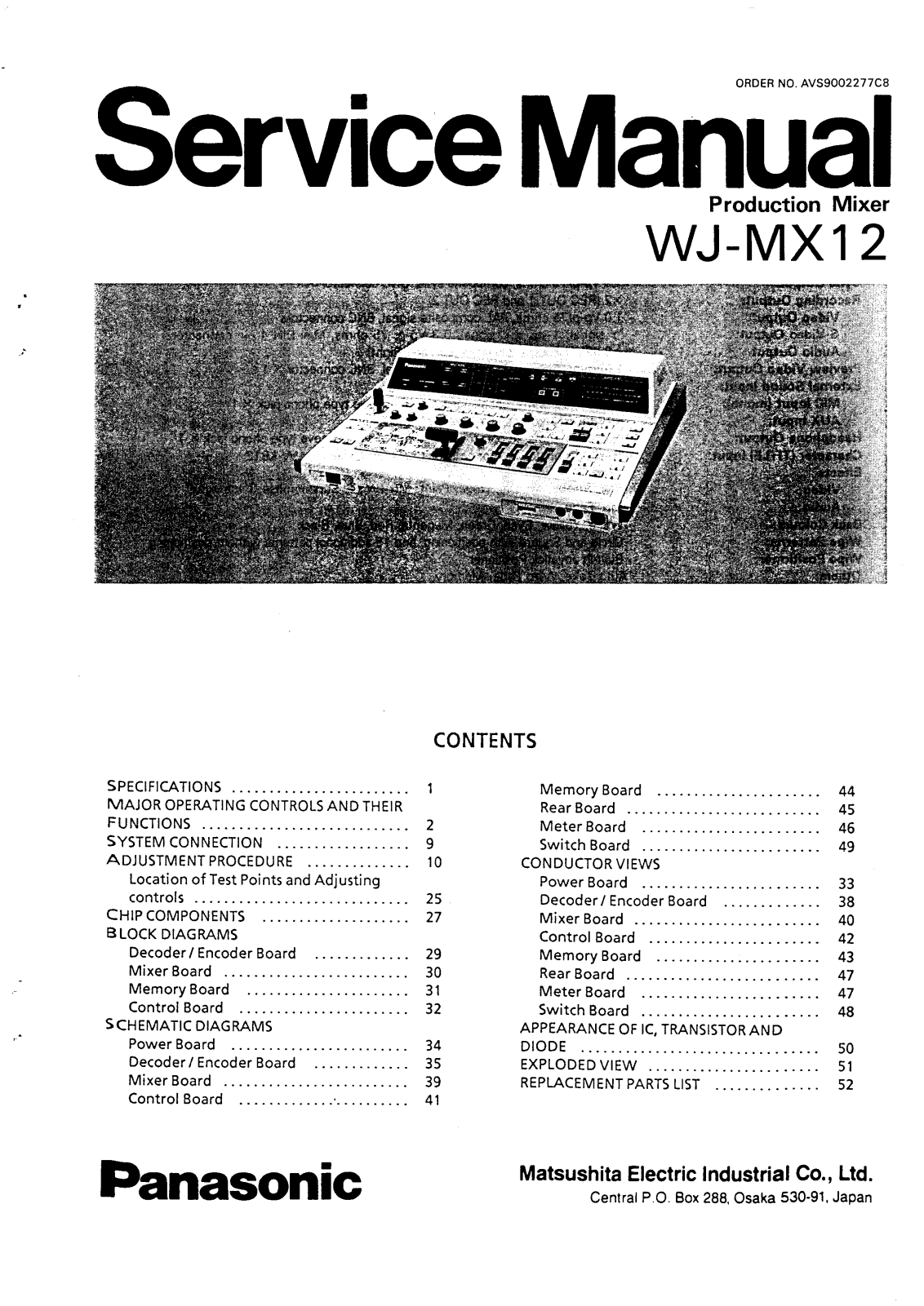 Panasonic WJMX-12 Service manual