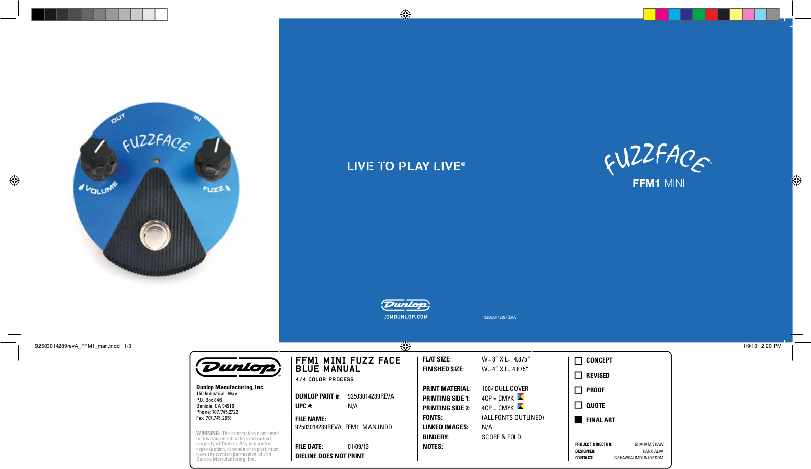 Dunlop Manufacturing FFM1 User Manual