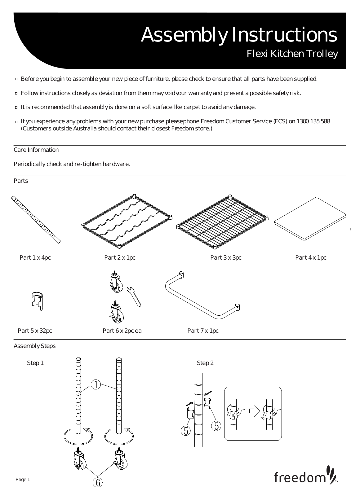 Freedom Flexi Kitchen Trolley Assembly Instruction