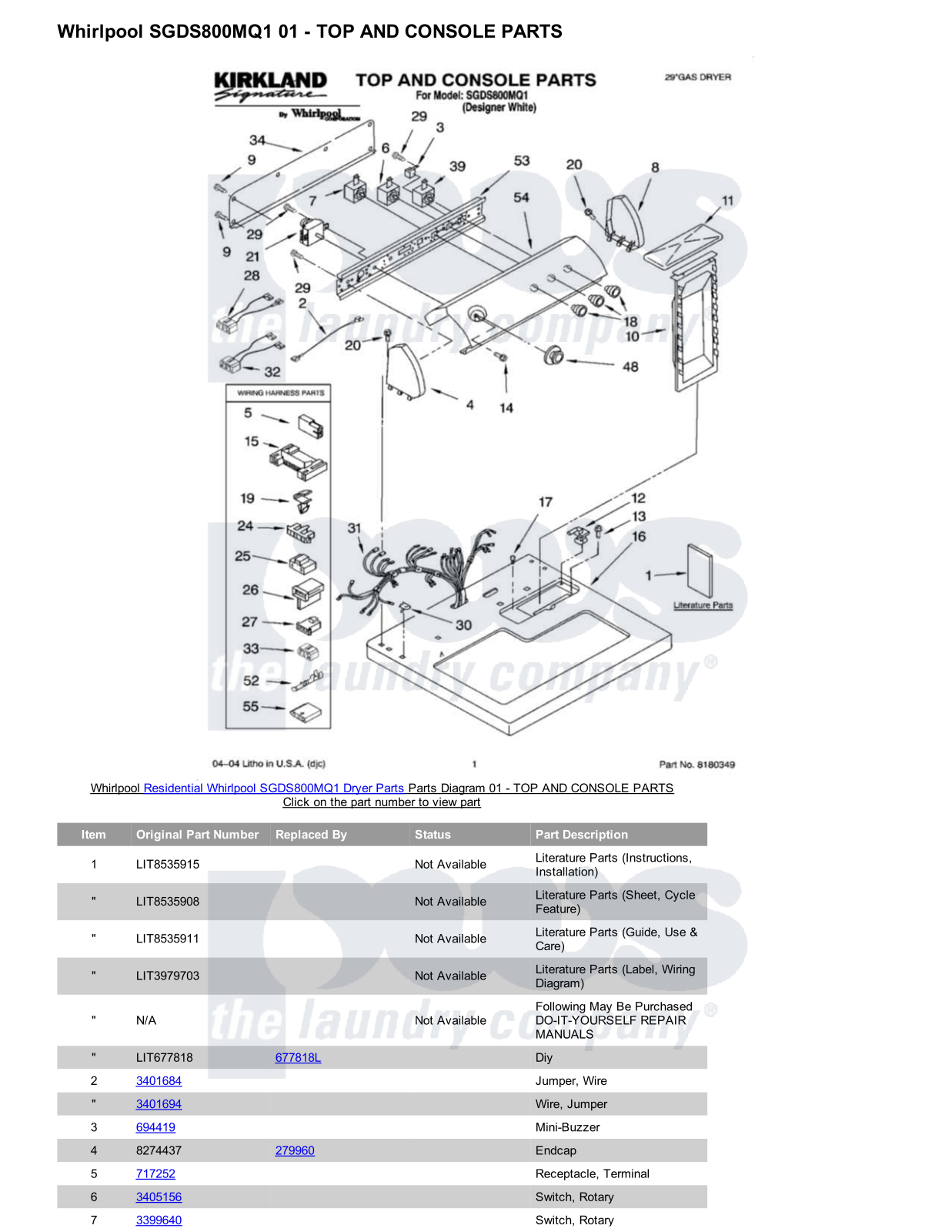 Whirlpool SGDS800MQ1 Parts Diagram