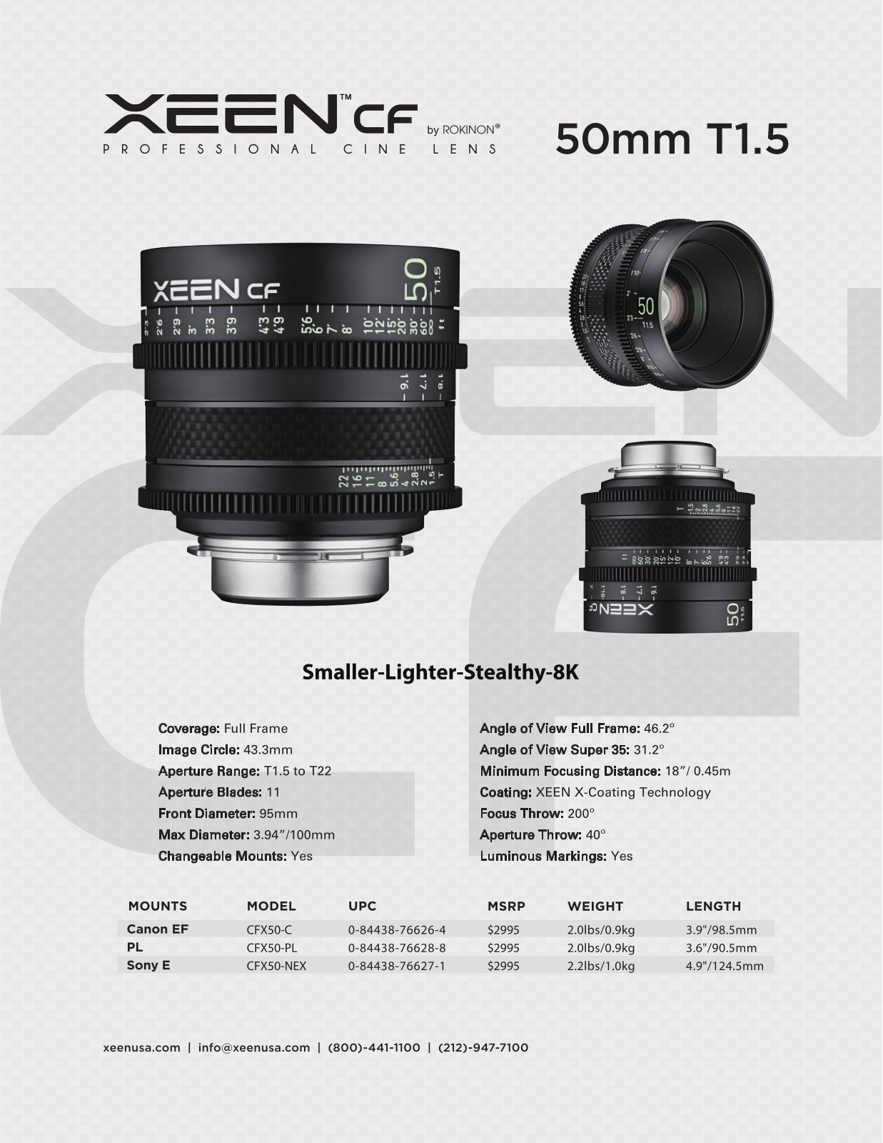 Rokinon CFX50-C, CFX50-PL, CFX50-NEX Users Manual