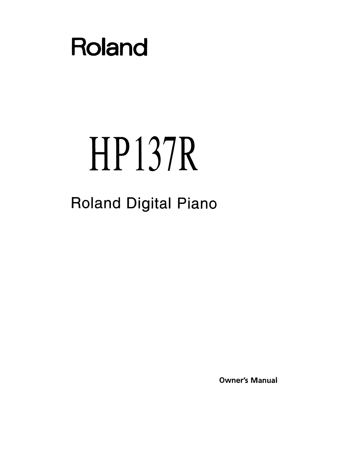 Roland HP 137R Service Manual