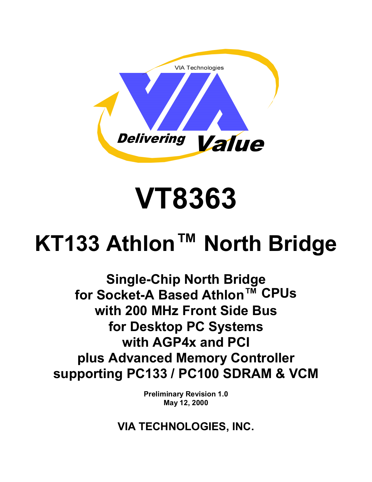 VIA VT8363 Datasheet