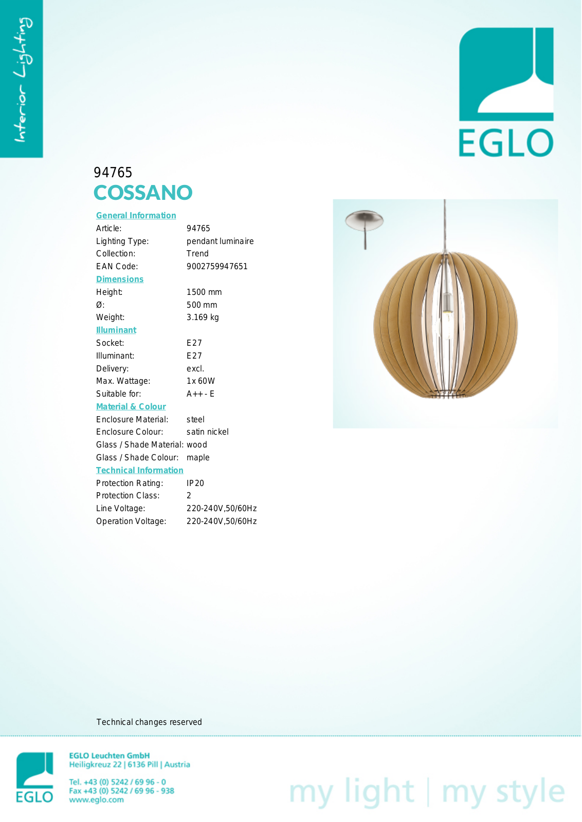 Eglo 94765 Service Manual