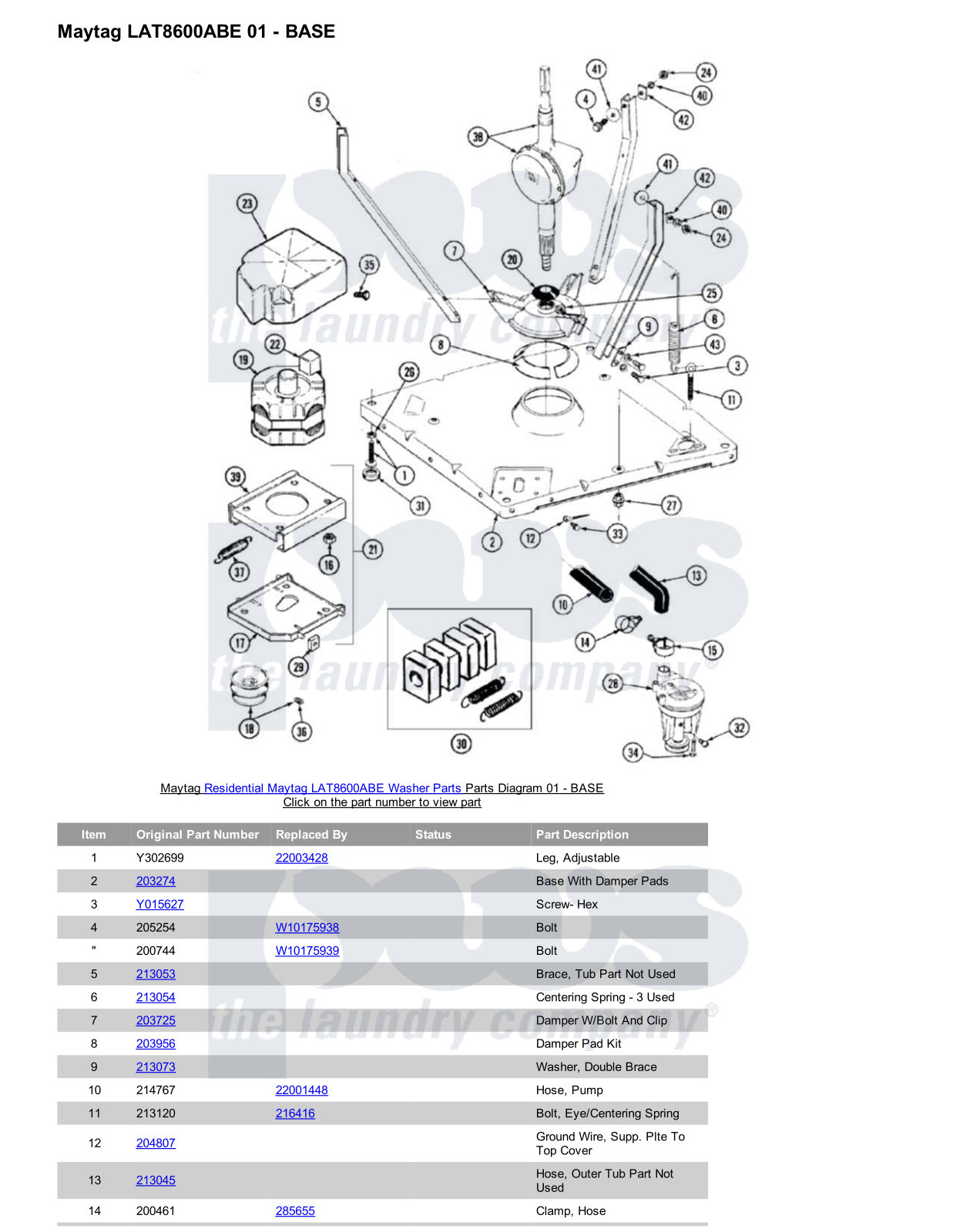 Maytag LAT8600ABE Parts Diagram