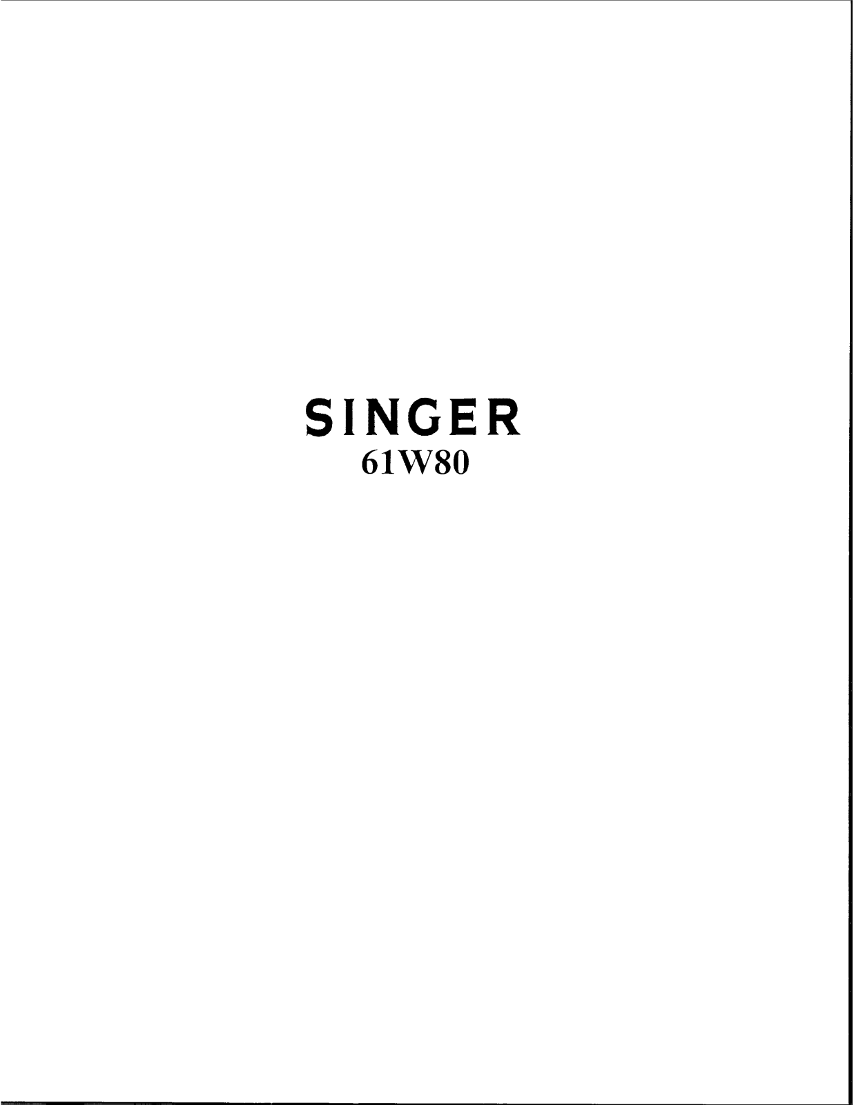 SINGER 61W80 Parts List