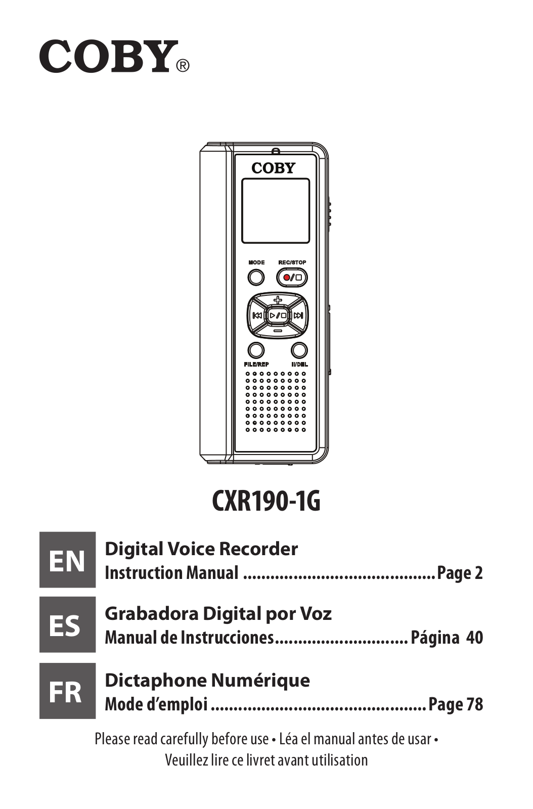 COBY electronic CXR190-1G User Manual