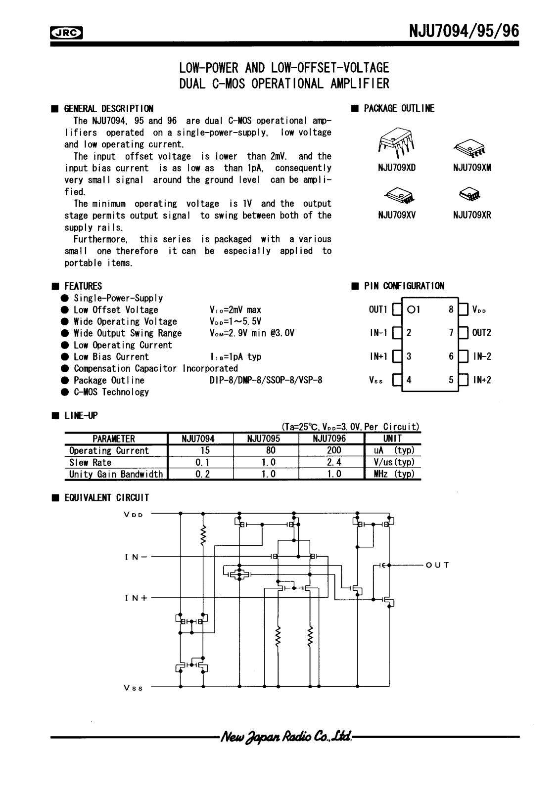 JRC NJU7094D, NJU7094V, NJU7095R, NJU7096M, NJU7096R Datasheet