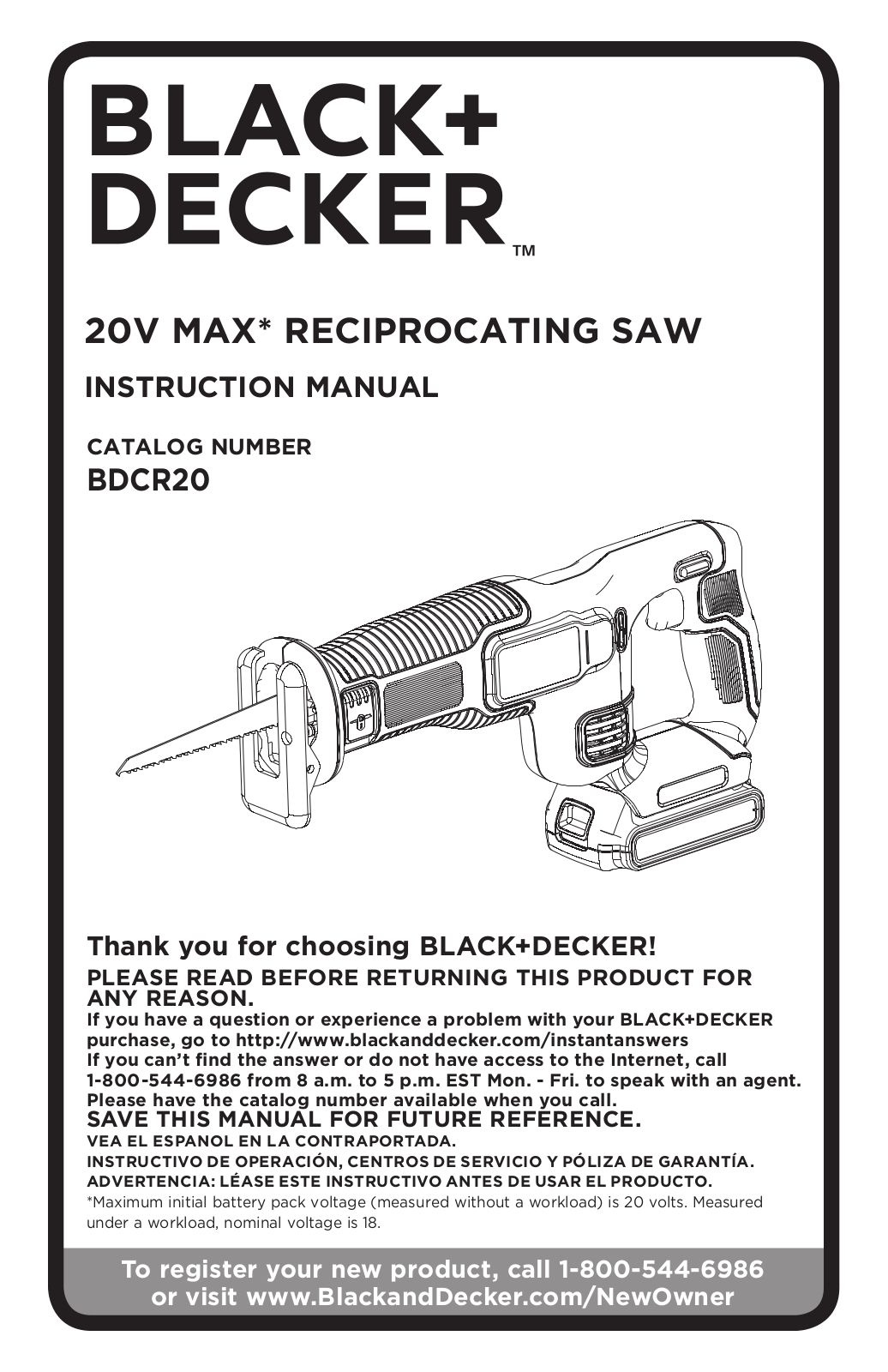 Black & Decker BDCR20B User Manual