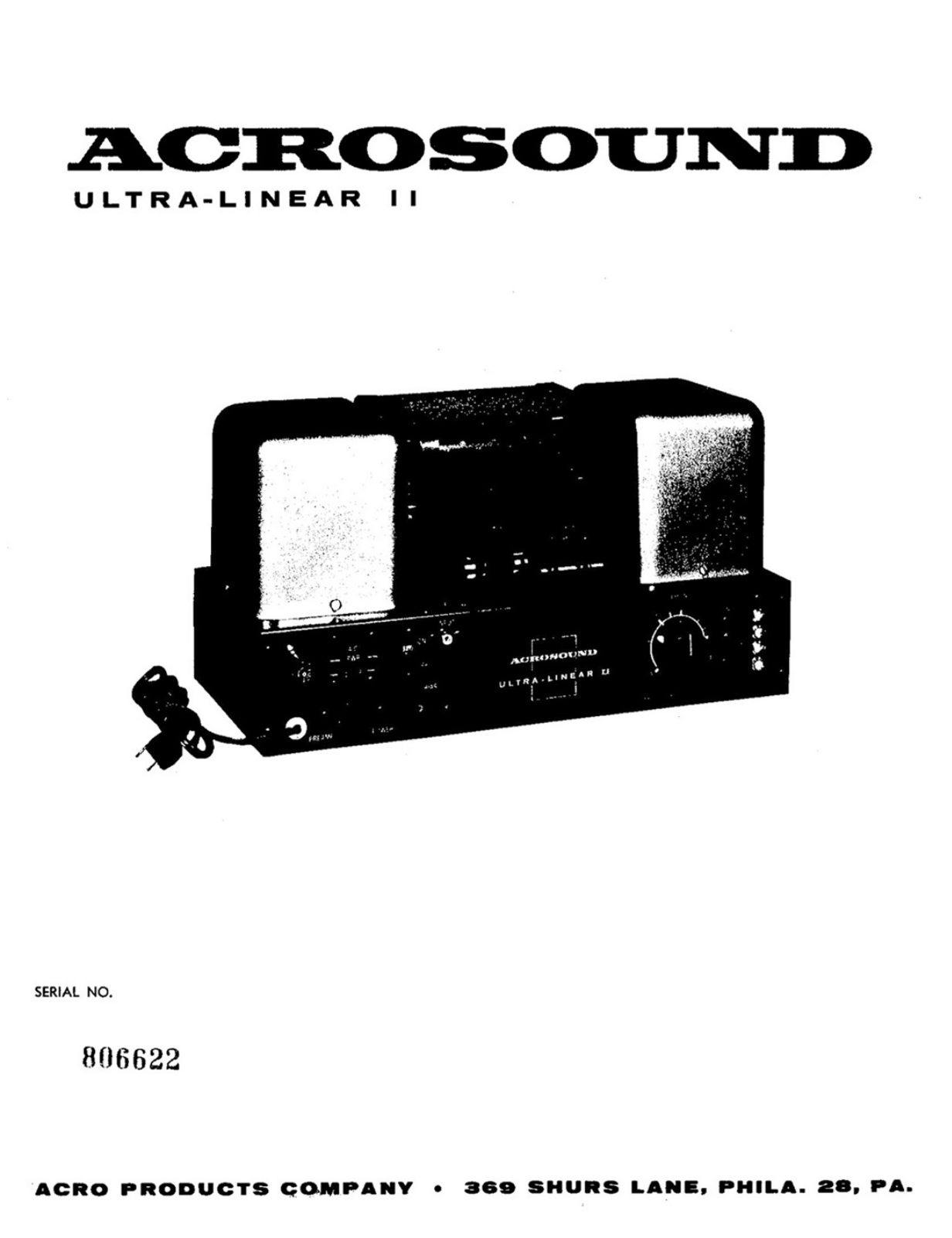 Acrosound Ultra Linear 2 Owners manual