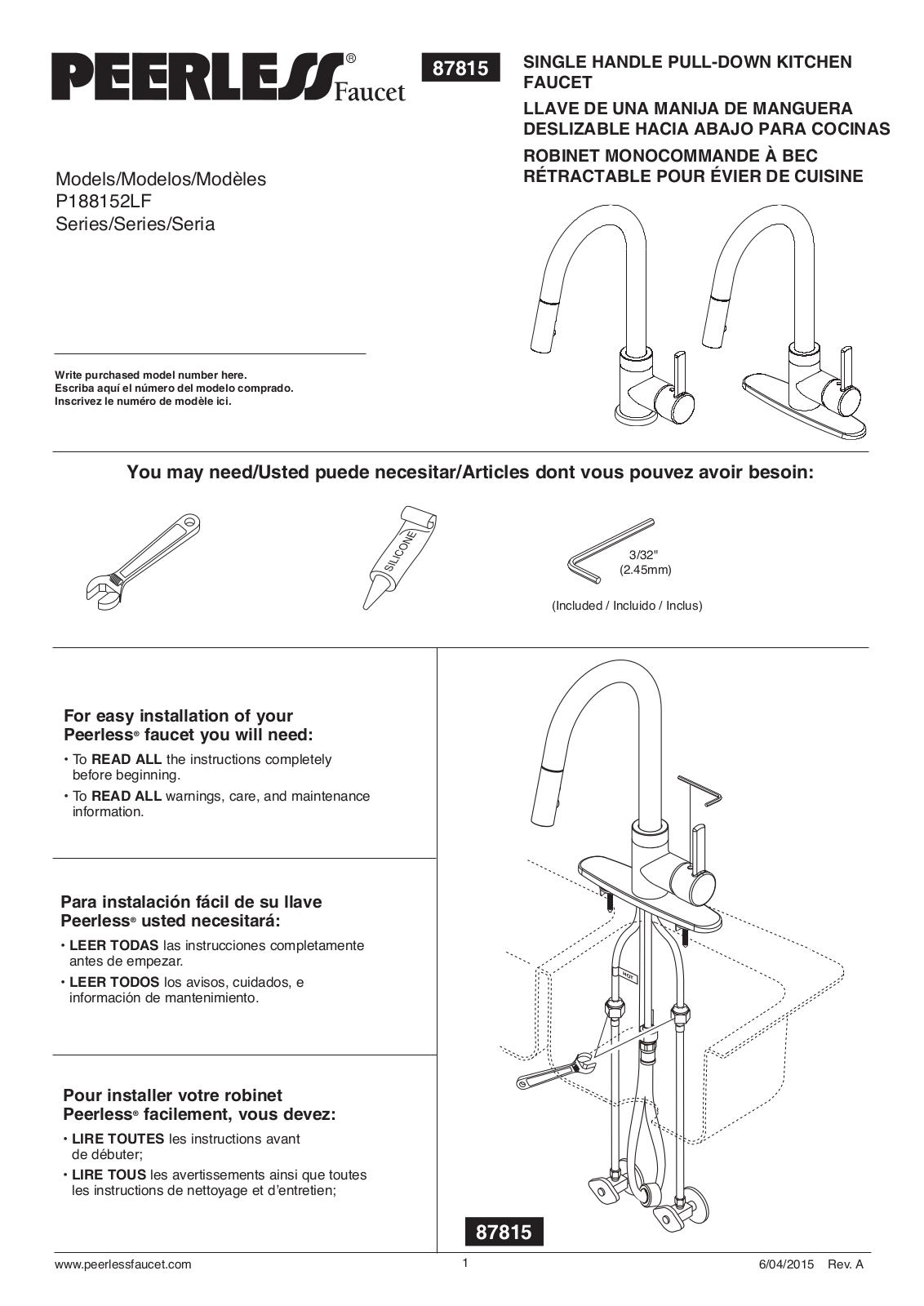 Peerless P188152LF Installation Manual