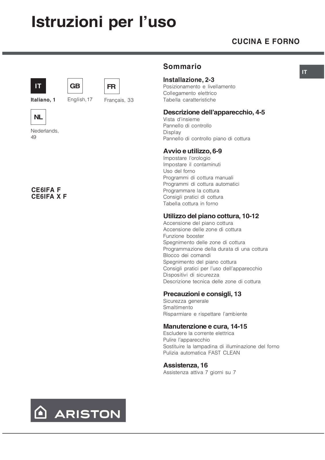 Hotpoint CE6IFA X F User Manual