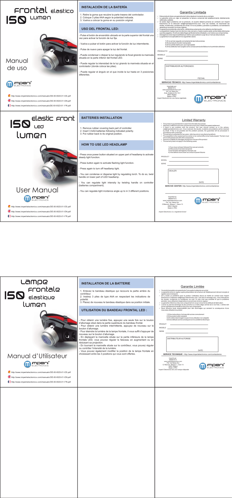 imperii ISO Elastic Front LED Lumen User Manual