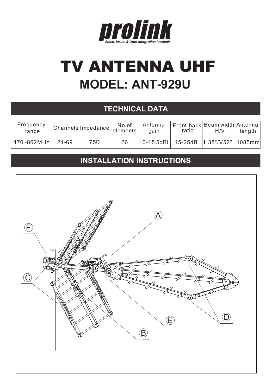 Prolink ANT-929U Installation guide - ManualMachine.com