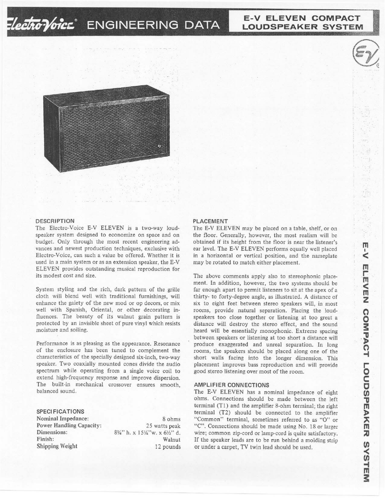 Electro-voice E-V 11 DATASHEET