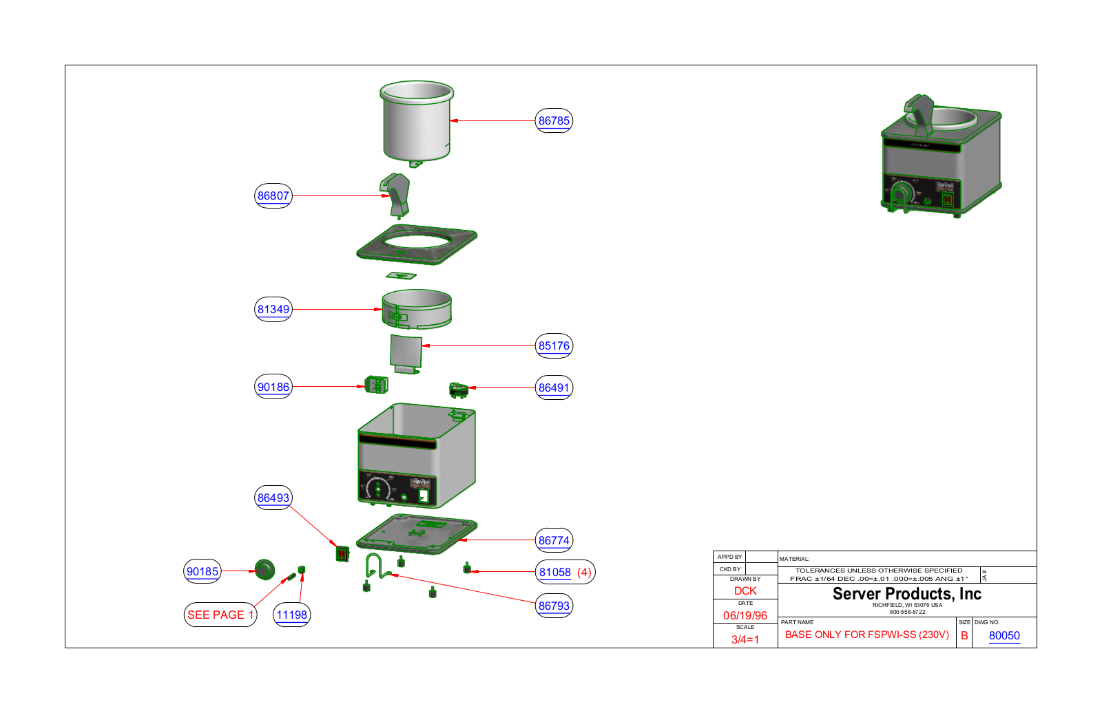 Server 80050 Parts Manual