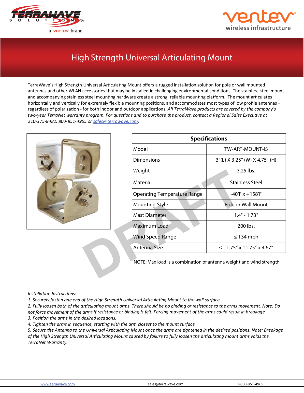 TerraWave TW-ART-MOUNT-IS User Manual