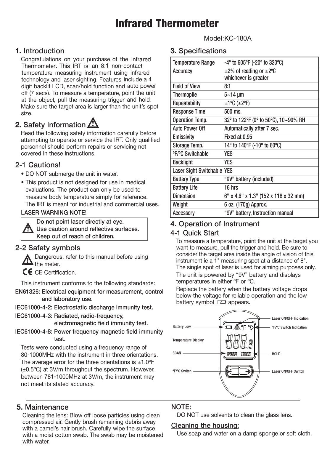 Bolice KC-180A User Manual