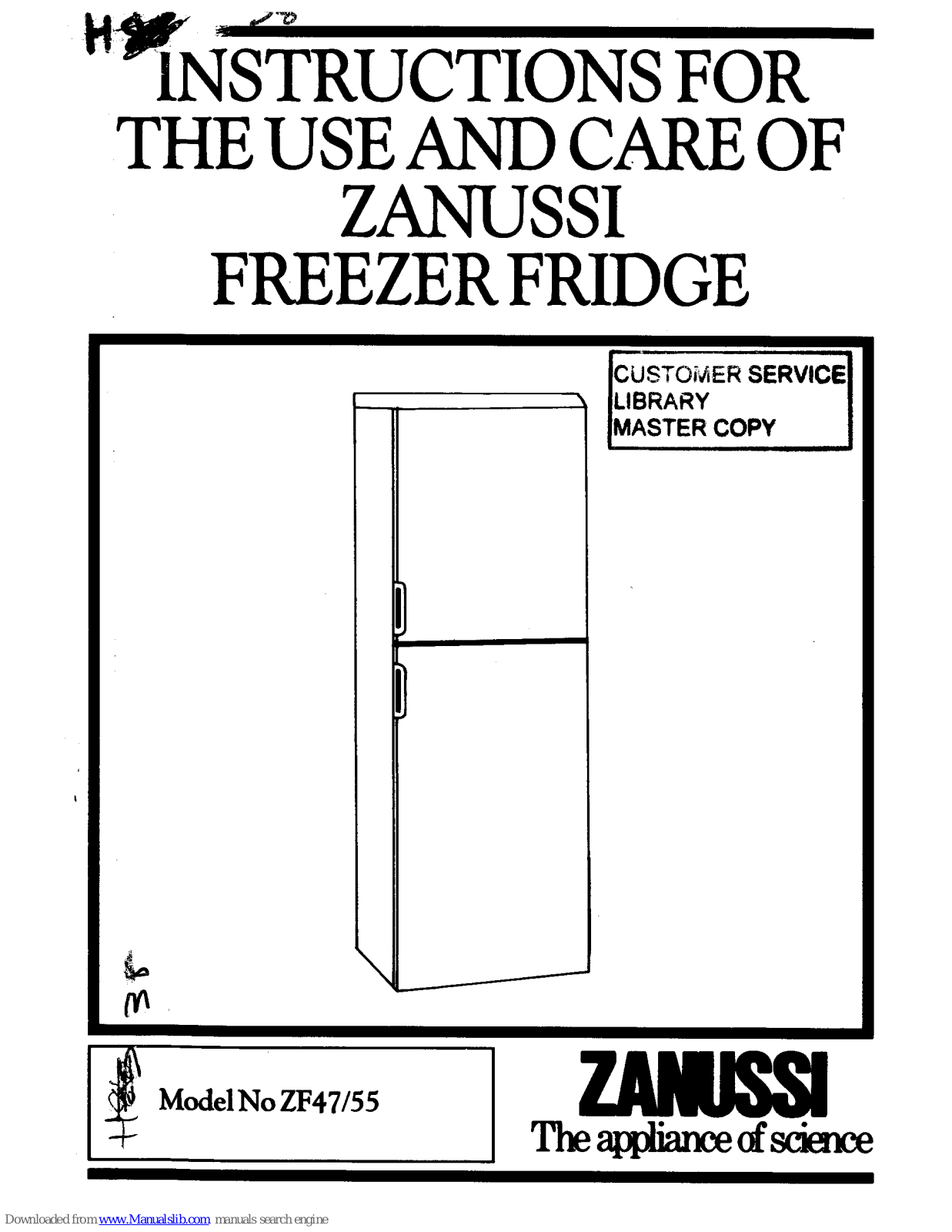 Zanussi ZF47, ZF55 Instructions For Use Manual