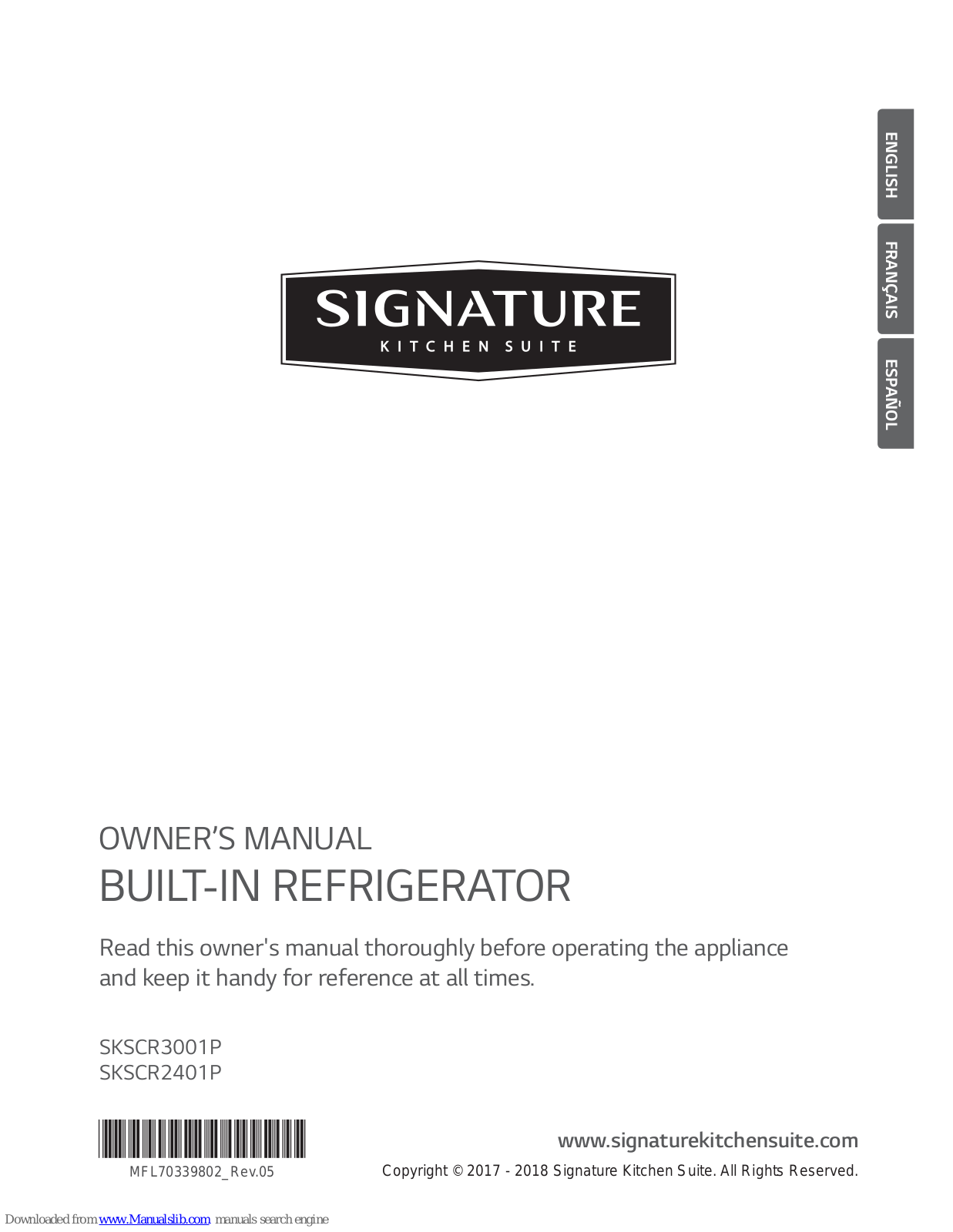 Signature Kitchen Suite SKSCR3001P, SKSCR2401P Owner's Manual