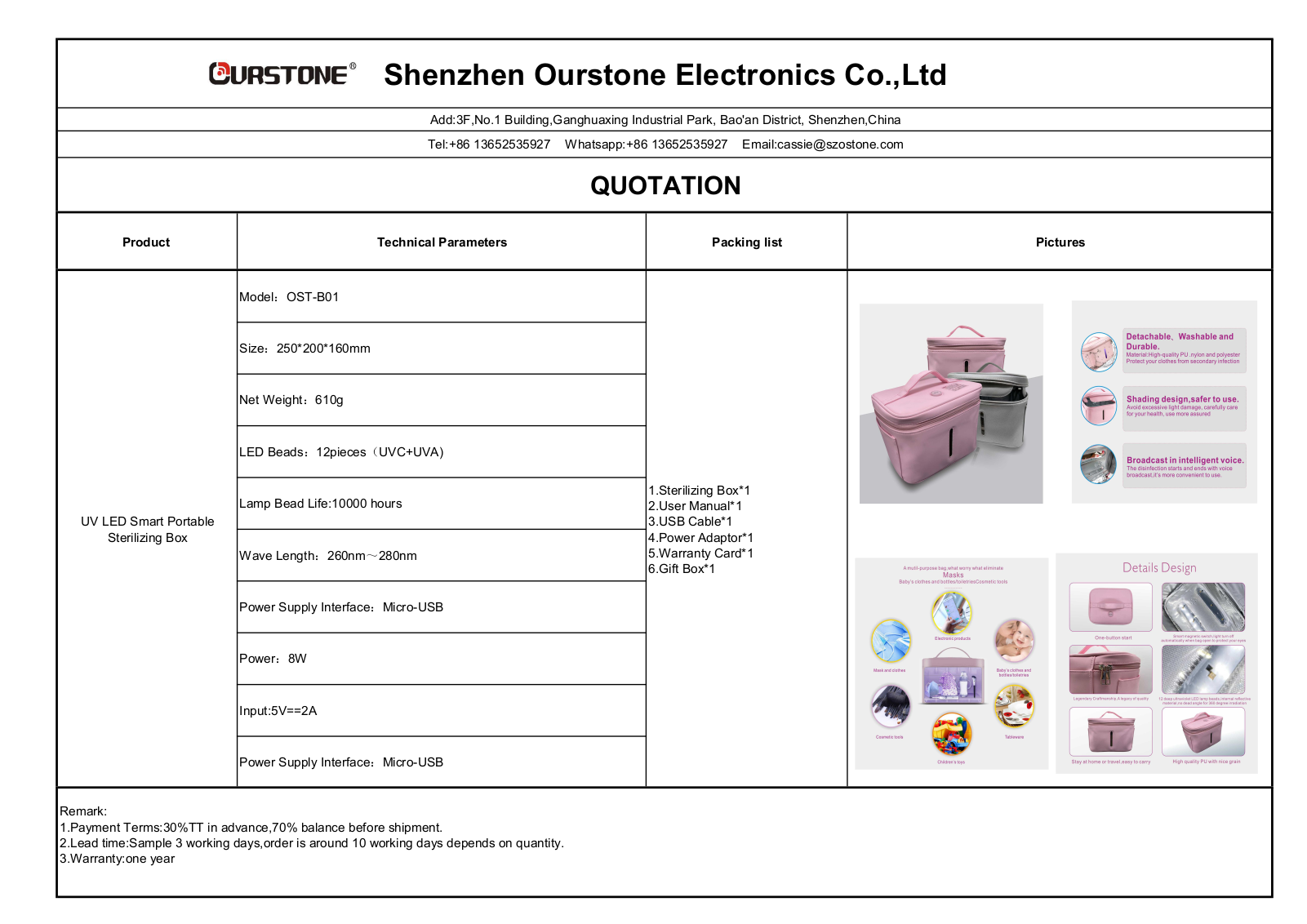 Ourstone OST-B01 Technical Data - ManualMachine.com