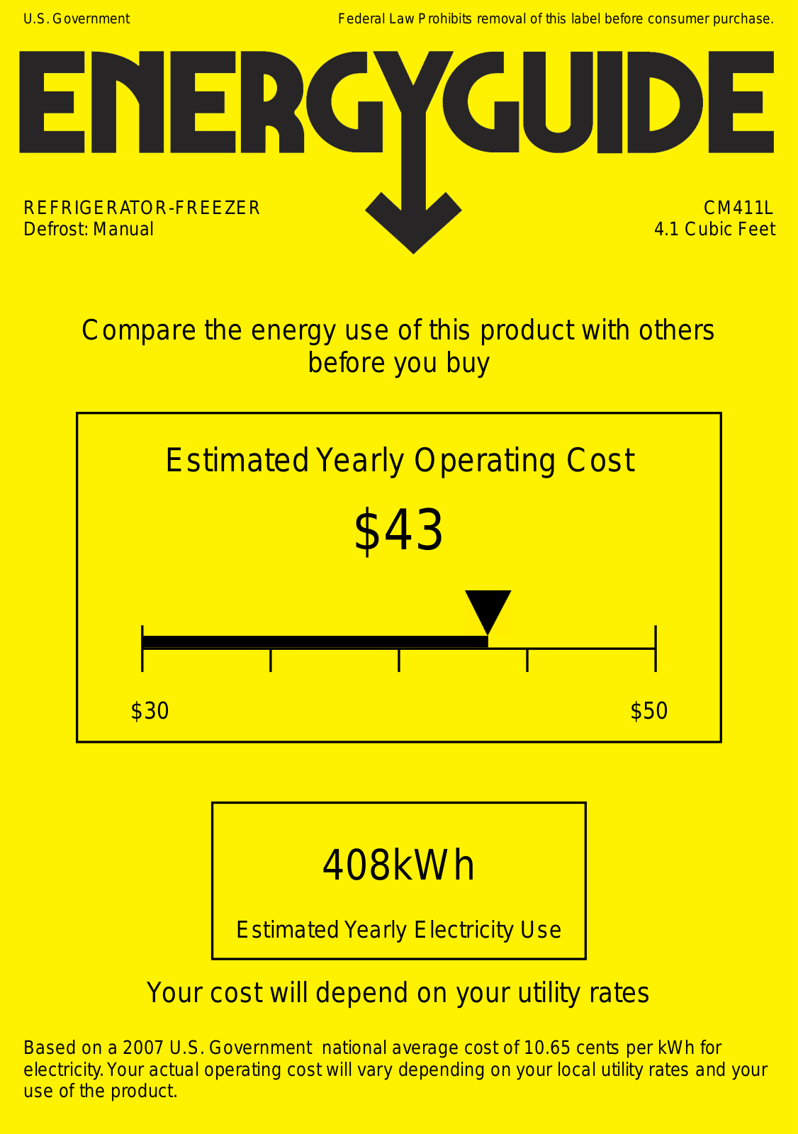 AccuCold CM411L Energy manual