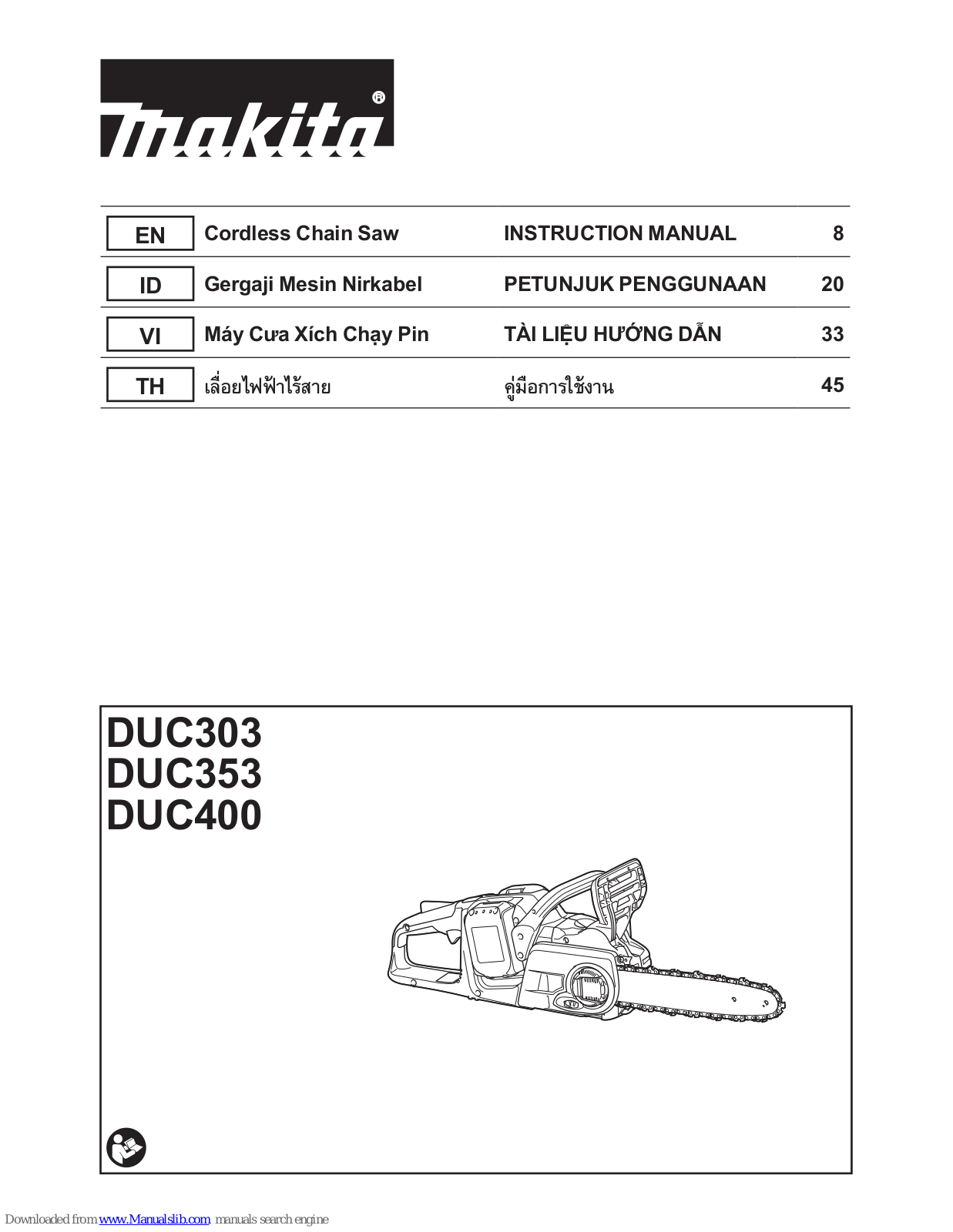 Makita DUC303, DUC353, DUC400 Instruction Manual