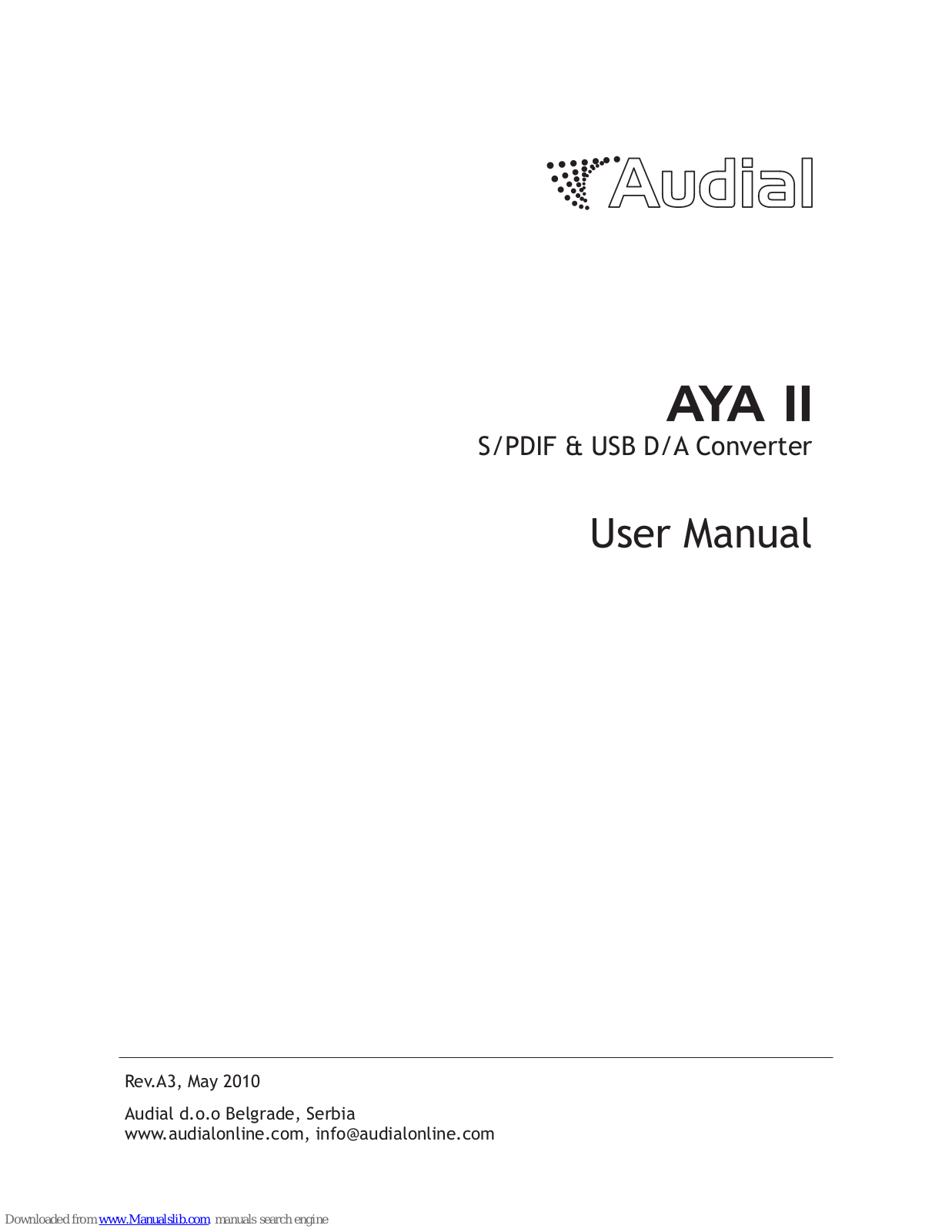 Audial AYA II User Manual - ManualMachine.com