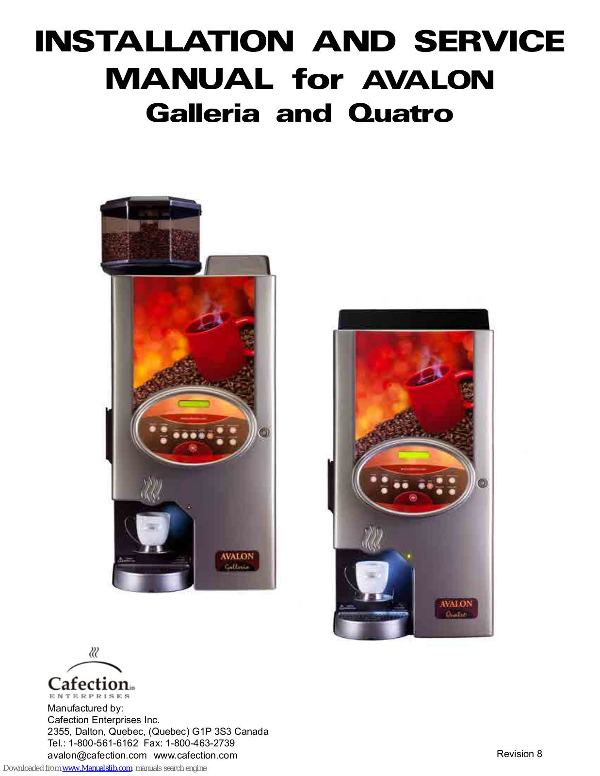Cafection Avalon Galleria, Avalon Quatro Installation And Service Manual