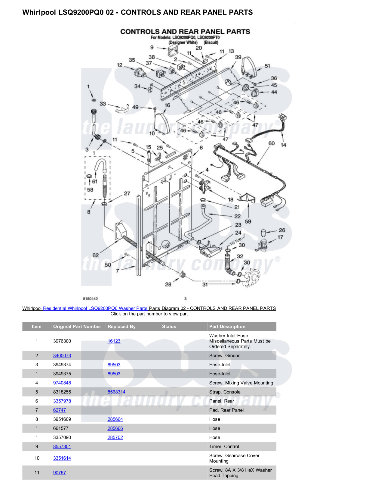 Whirlpool LSQ9200PQ0 Parts Diagram