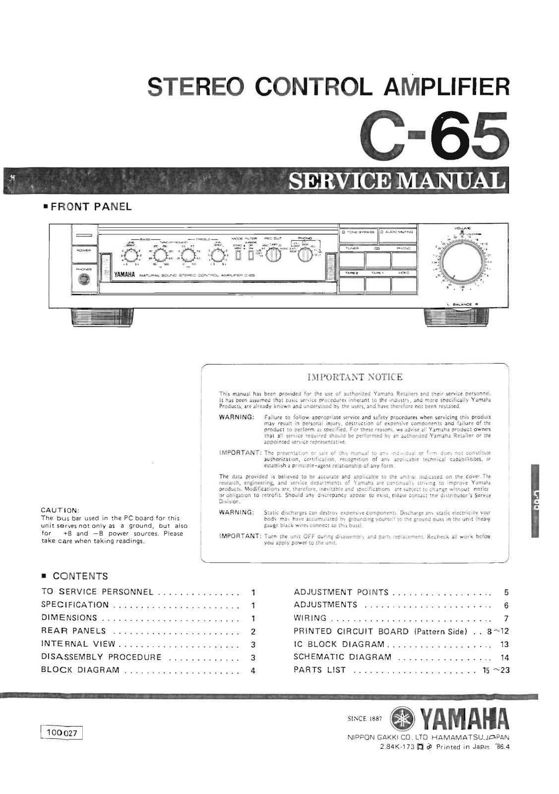 Yamaha C-65 Service Manual