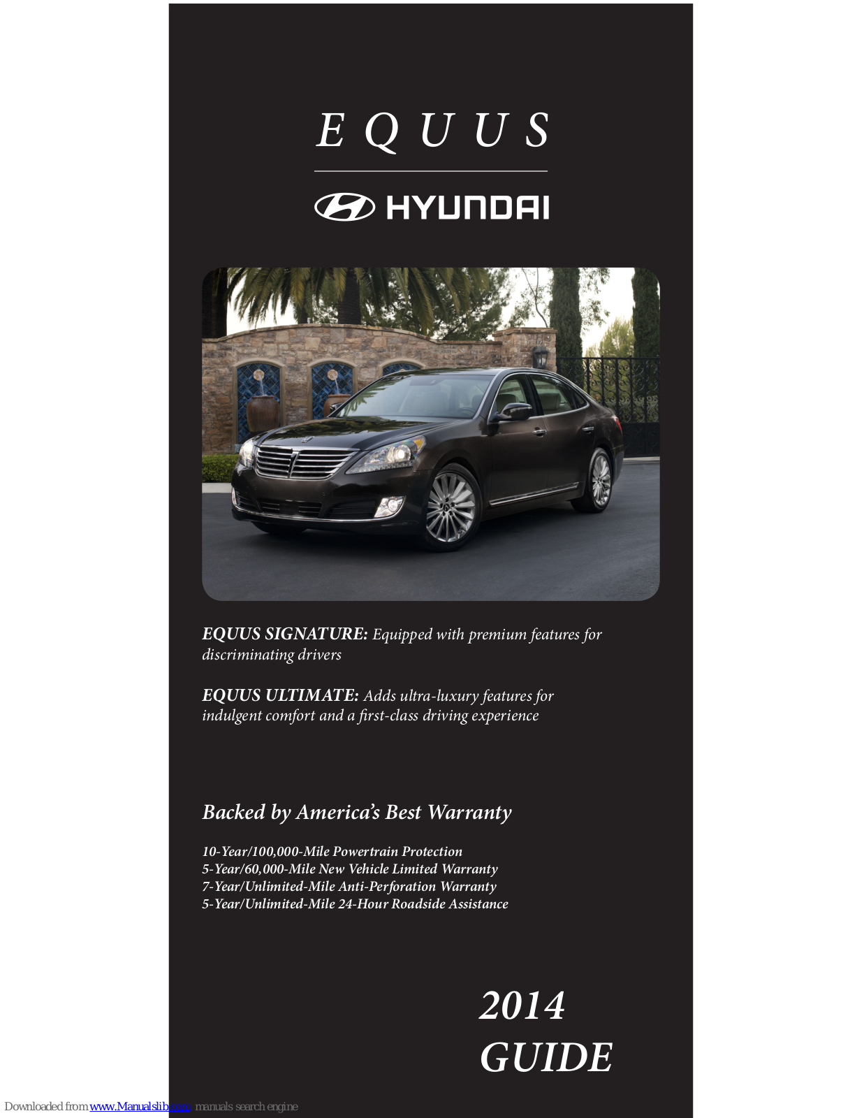 Hyundai Equus (2014), Equus SIGNATURE (2014), Equus ULTIMATE (2014) User Manual