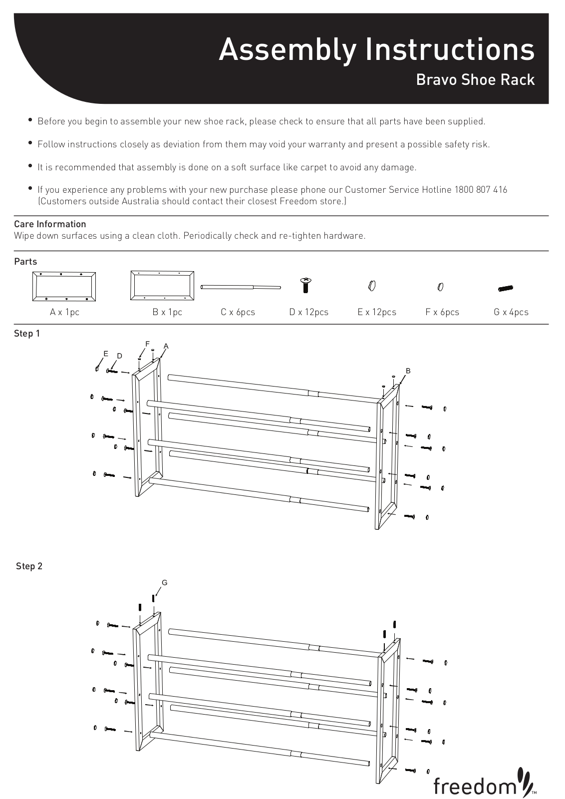 Freedom Bravo Shoe Rack Assembly Instruction