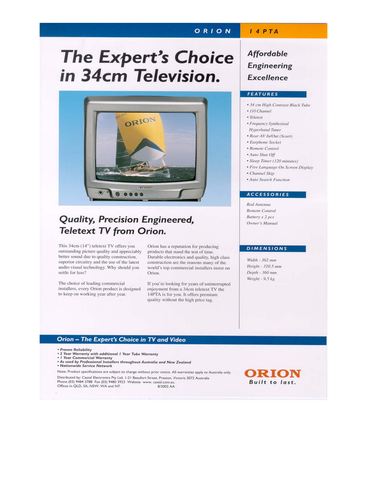 Orion 14PTA User Manual