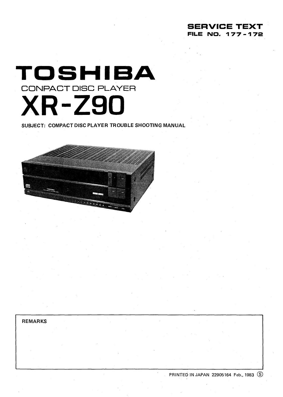 Toshiba XR-Z90 Service Manual