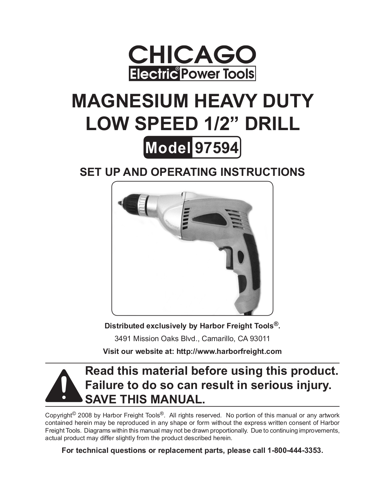 Chicago Electric 97594 User Manual