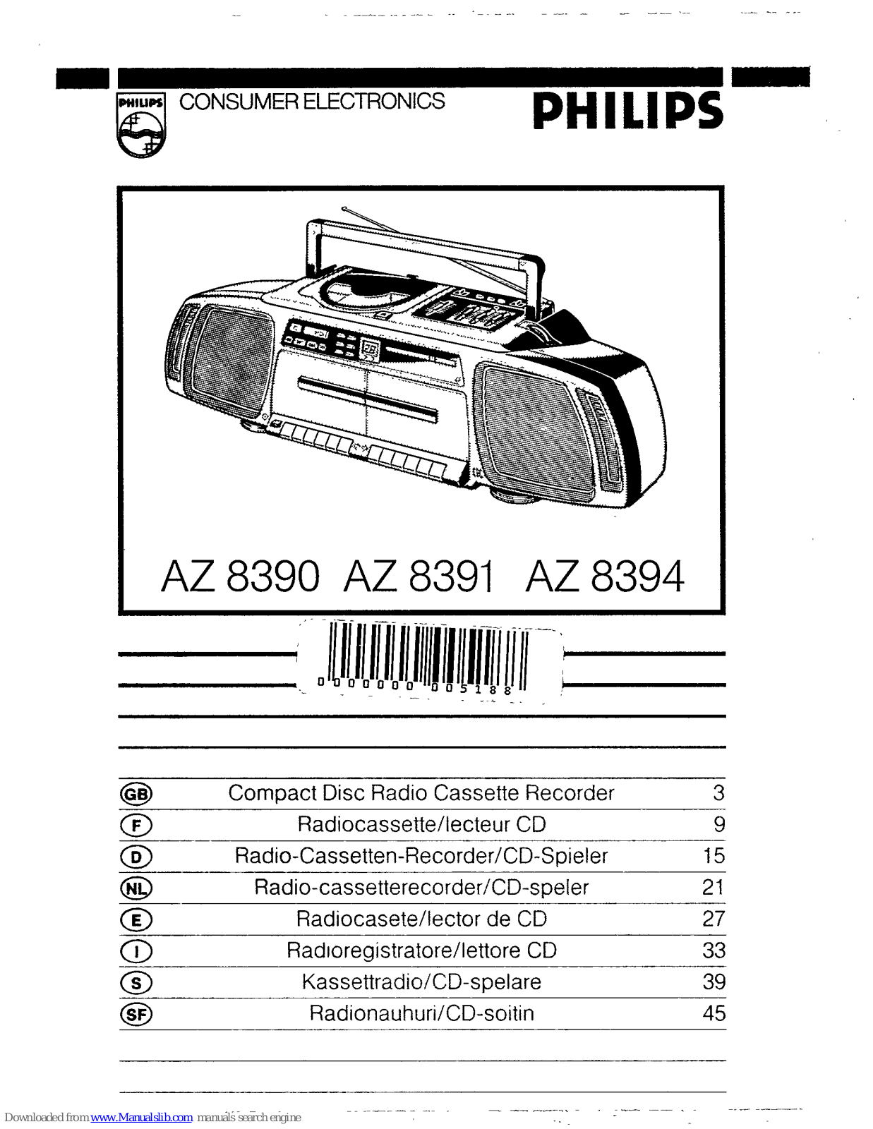 Philips AZ 8391, AZ8394 - annexe 1, AZ 8394 User Manual