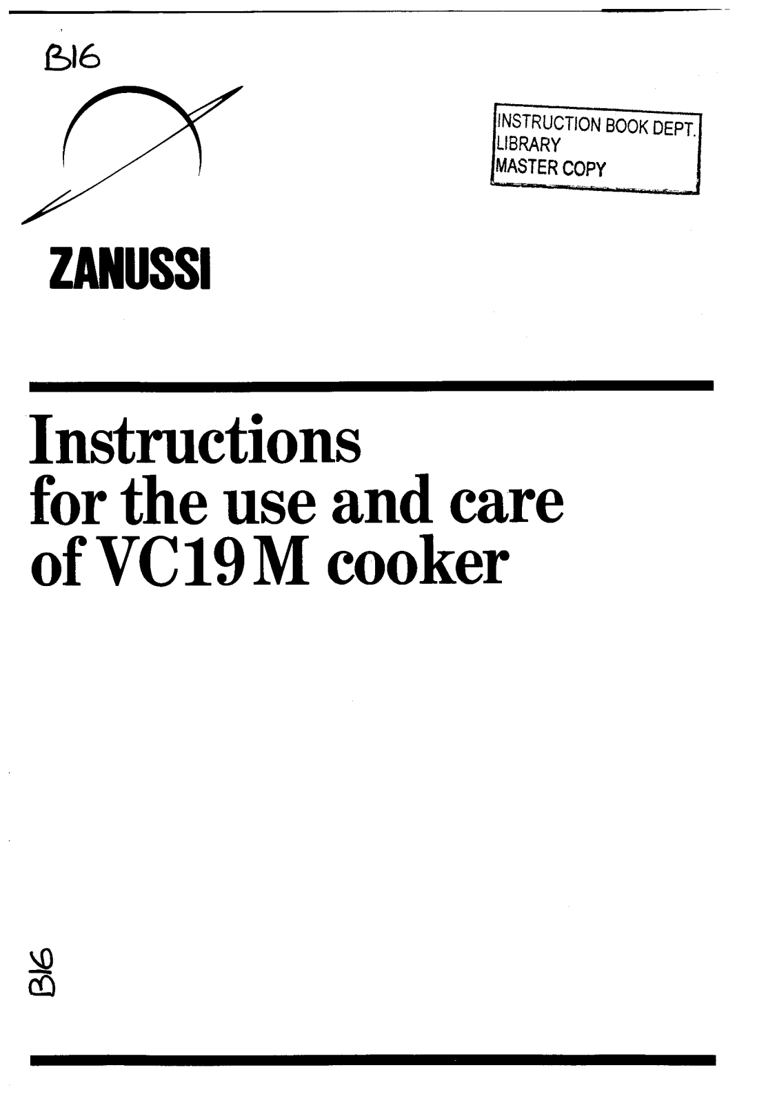 Zanussi VC19M User Manual