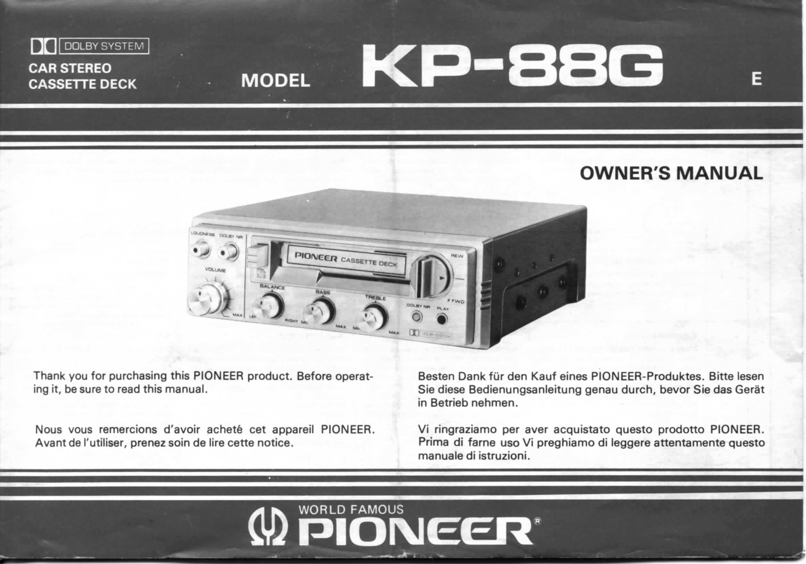 PIONEER KP-88G User Manual
