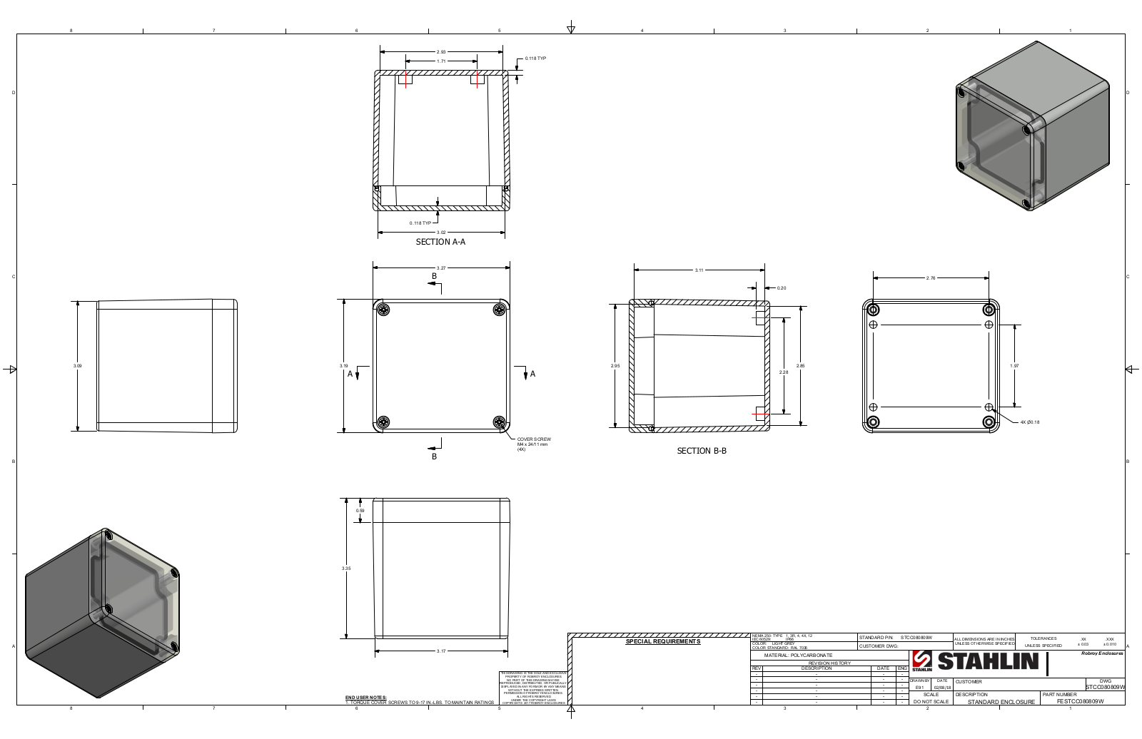 Stahlin STCC080809W Reference Drawing