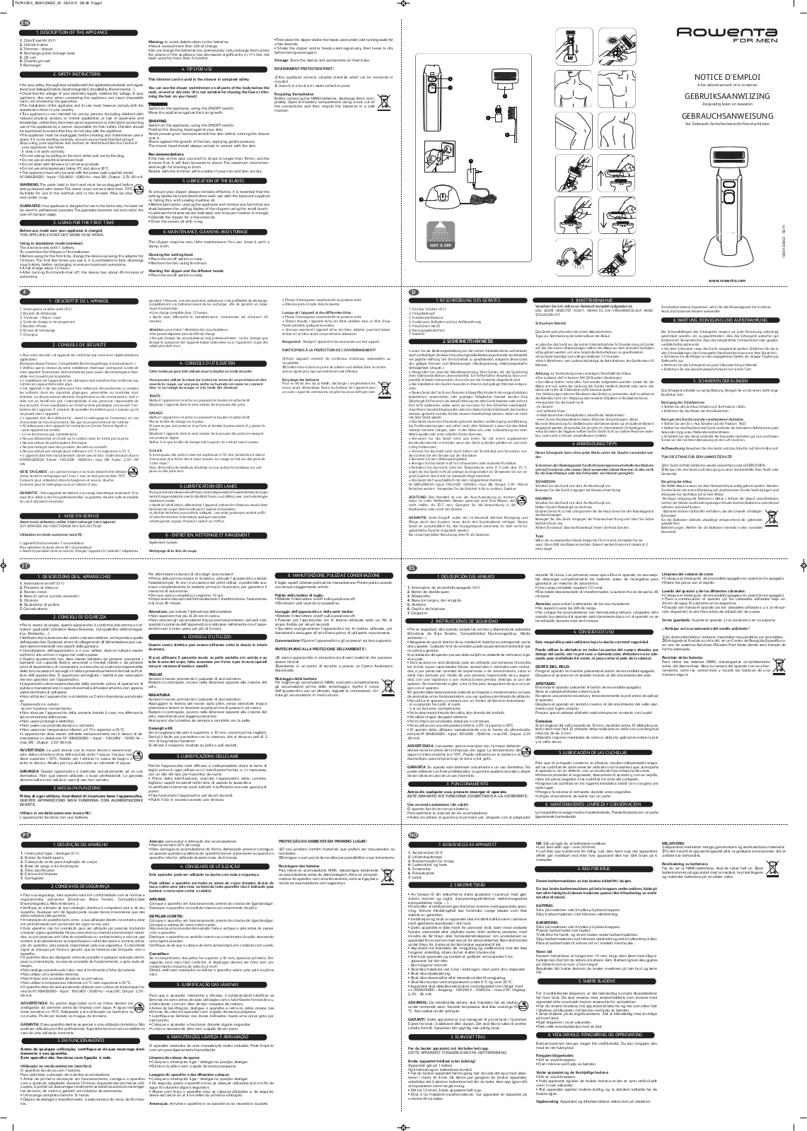 Rowenta TN7410 User manual