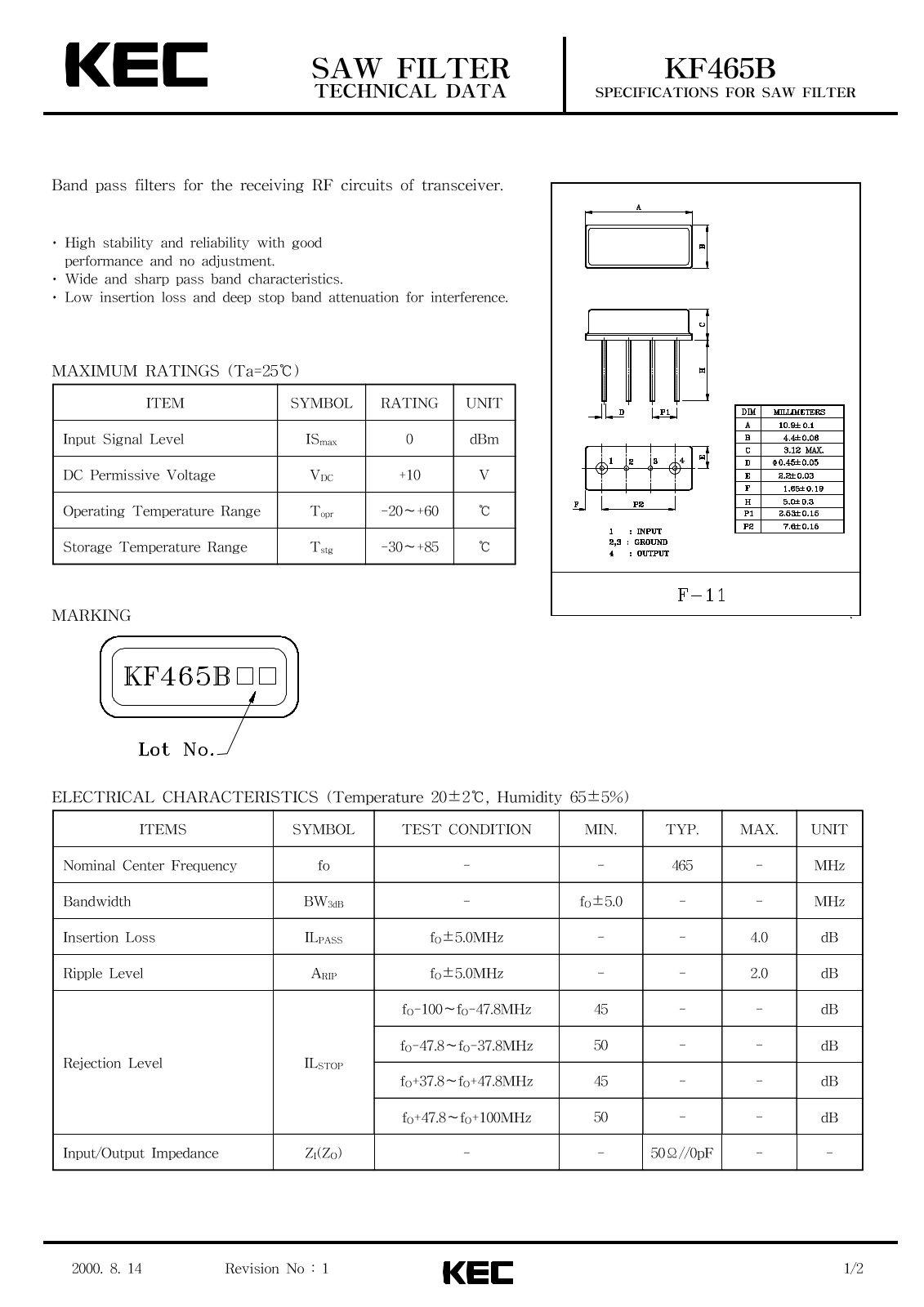 KEC KF465B Datasheet